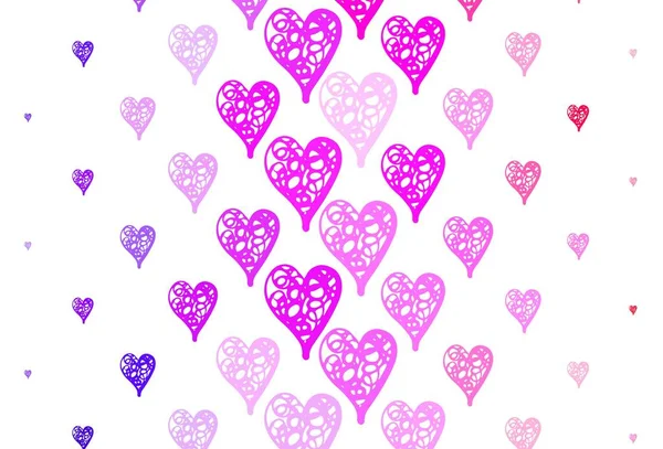 Ανοιχτό Μωβ Ροζ Διανυσματικό Μοτίβο Πολύχρωμες Καρδιές Λαμπερή Απεικόνιση Καρδιές — Διανυσματικό Αρχείο