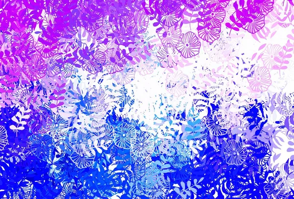 Світло Рожевий Синій Векторний Каракулі Розкладка Листям Листя Елегантному Натуральному — стоковий вектор