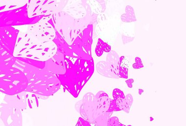 Kalpli açık pembe vektör arka planı. Sevgililer günü tarzında gradyan kalpleri olan akıllı bir illüstrasyon. Karnaval için şablon, festival için romantik broşürler.