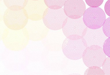 Açık Pembe, daireli sarı vektör şablonu. Renkli su damlaları olan modern soyut çizimler. Marka kitabınız için yeni şablon.