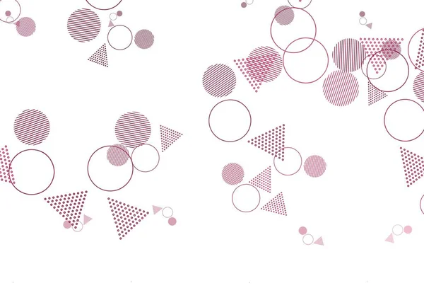 Světle Růžové Vektorové Pozadí Liniemi Kruhy Třpytivé Abstraktní Ilustrace Kuličkami — Stockový vektor