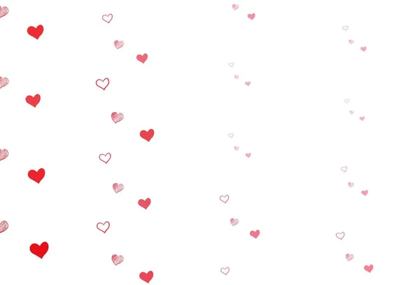 Světle Červené Vektorové Pozadí Zářícími Srdci Krásná Barevná Ilustrace Srdcem — Stockový vektor