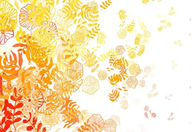 Açık pembe, yapraklı sarı vektör zarif desen. Yapraklarla bulanık şekilli yaratıcı illüstrasyon. İşiniz için en iyi tasarım..