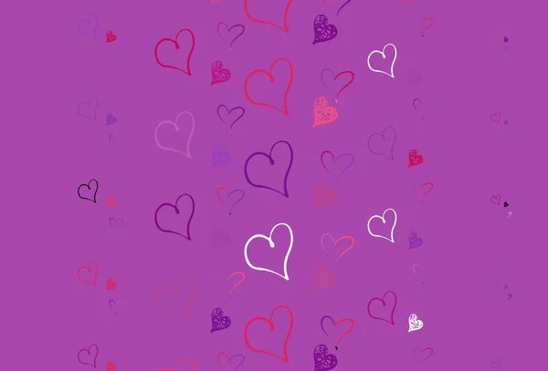 Ανοιχτό Μωβ Ροζ Διανυσματικό Μοτίβο Πολύχρωμες Καρδιές Έξυπνη Απεικόνιση Βαθμονομημένες — Διανυσματικό Αρχείο