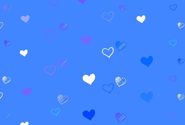 Light Pink Blue Vector Backdrop Sweet Hearts Glitter Abstract Illustration — Stock Vector