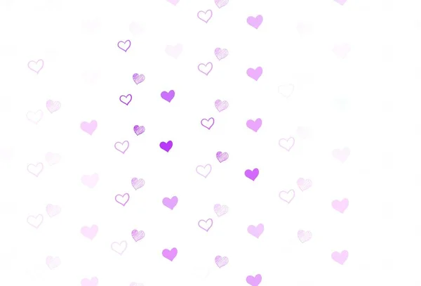 光紫色のベクトルの背景と心 バレンタインデーの愛のコンセプトで心を込めてイラスト カーニバル お祭りロマンチックなチラシのパターン — ストックベクタ