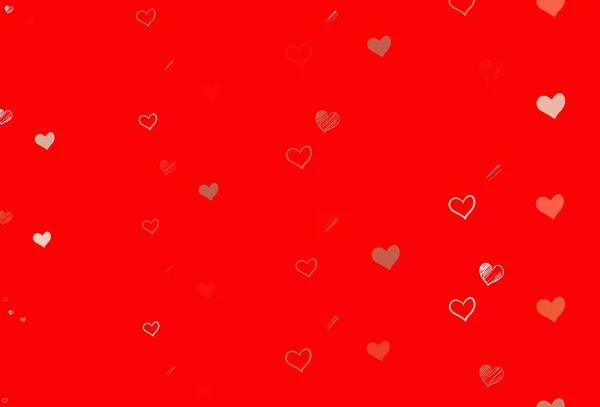 浅红色矢量模板与涂鸦心 用心形涂鸦风格的模糊装饰设计 情人节的广告 横幅设计 — 图库矢量图片