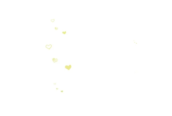 Světle Žluté Vektorové Pozadí Sladkými Srdci Zářící Ilustrace Srdcem Abstraktní — Stockový vektor