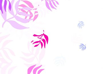 Açık pembe vektör doğal arka plan yapraklı. Zarif doğal desenli ve eğimli yapraklar. Web siteleri ve pankartlar için desenli desen.