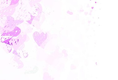 Kalpli açık mor vektör arkaplan. Kalpli basit bir dekoratif tasarım. Sevgililer Günü kartpostalları için şablon.