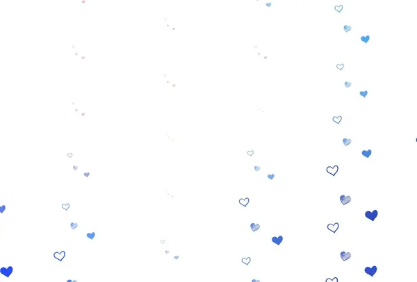 Rosa Claro Telón Fondo Vector Azul Con Corazones Dulces Ilustración — Archivo Imágenes Vectoriales