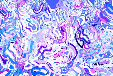 Açık pembe, rastgele şekilli mavi vektör deseni. Modern tarzda değişen renkli kaotik formlar. Bir cep telefonu için arka plan.