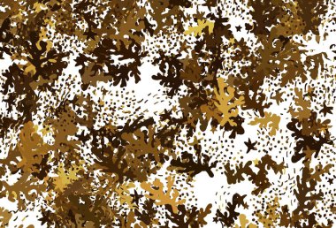 Açık Kırmızı, Memphis şekilli sarı vektör arkaplan. Rastgele şekillerle soyut tarzda dekoratif tasarım. Duvar kağıtları için zarif tasarım.