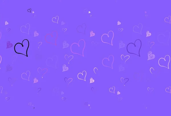 Light Purple Vektor Hintergrund Mit Leuchtenden Herzen Schöne Herzen Feier — Stockvektor