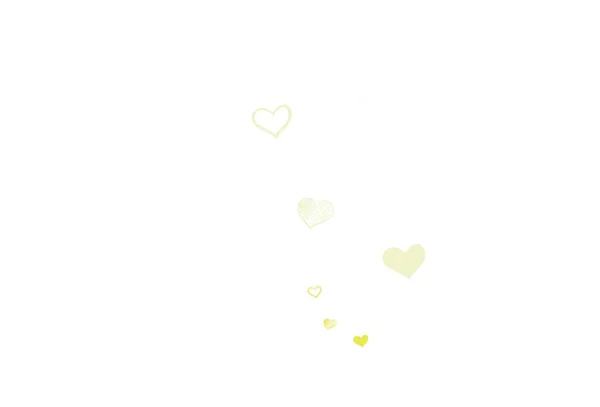 Patrón Vector Amarillo Claro Con Corazones Coloridos Diseño Decorativo Con — Archivo Imágenes Vectoriales