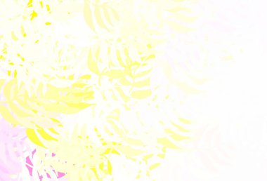 Açık pembe, yapraklı sarı vektör zarif şablon. Doğal yaprağı olan zarif, parlak bir illüstrasyon. Web sitesi yöneticileri ve tasarımları için desen.