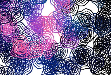 Açık Pembe, çizgili mavi vektör şablonu. Değişken çizgileri olan renkli soyut çizimler. Tasarımınız için renkli dalga deseni.