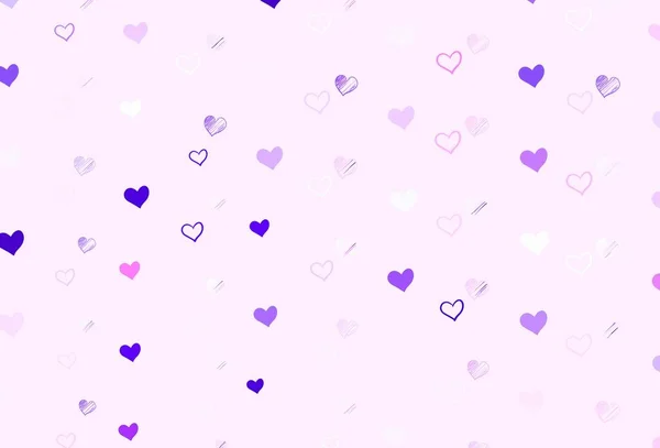 Světle Fialová Růžová Vektorová Textura Krásným Srdcem Krásná Barevná Ilustrace — Stockový vektor