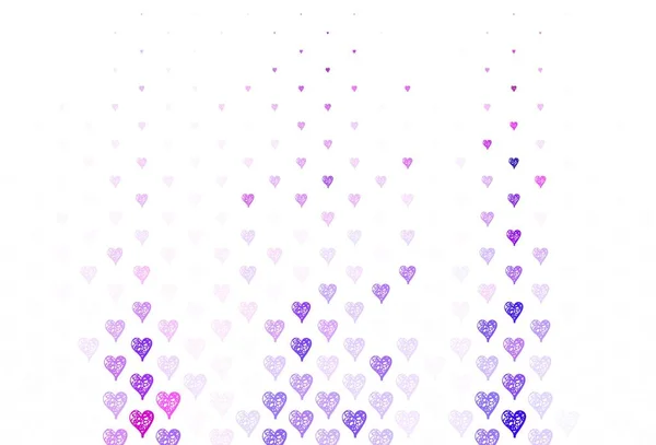 Patrón Vectorial Púrpura Claro Con Corazones Coloridos Ilustración Inteligente Con — Vector de stock