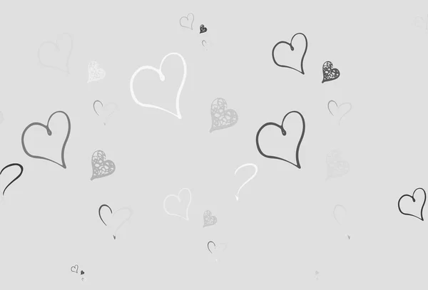 Plantilla Vectorial Gris Claro Con Corazones Garabato Ilustración Con Formas — Vector de stock