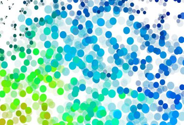 Açık mavi, küreli yeşil vektör deseni. Renkli su damlaları olan modern soyut çizimler. Fütürist reklamlar ve kitapçıklar için şablon.