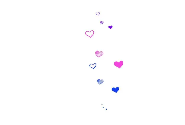 Bleu Clair Fond Vectoriel Rouge Avec Des Cœurs Brillants Beau — Image vectorielle