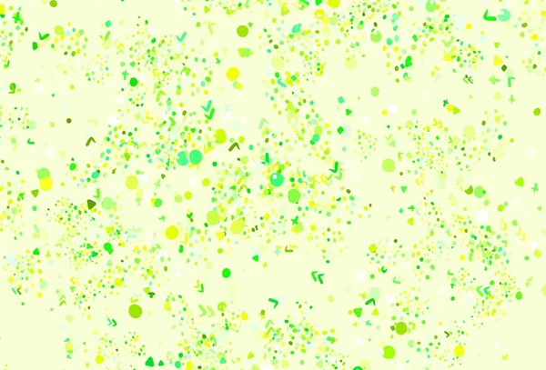 Lichtgroene Gele Vectorachtergrond Met Memphis Vormen Eenvoudige Kleurrijke Illustratie Met — Stockvector