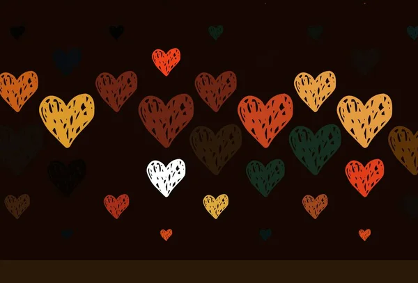 Φως Πορτοκαλί Διάνυσμα Φόντο Λαμπερές Καρδιές Εικονογράφηση Σχήματα Βαθμονομημένων Καρδιών — Διανυσματικό Αρχείο
