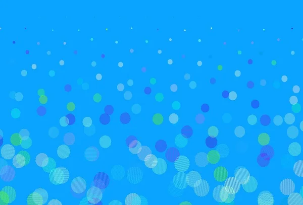 Bleu Clair Motif Vectoriel Vert Avec Sphères Bulles Floues Sur — Image vectorielle