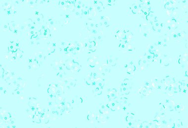 Matematik elementli açık yeşil vektör arkaplanı. Renkli cebir işaretli soyut illüstrasyon. Posterler ve matematik kitaplarının afişleri için desen.