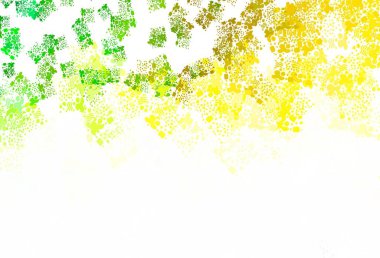 Açık yeşil, Memphis şekilli sarı vektör arkaplan. Soyut tarzda rengarenk gradyan şekilleri olan bir resim. Bir cep telefonu için arka plan.