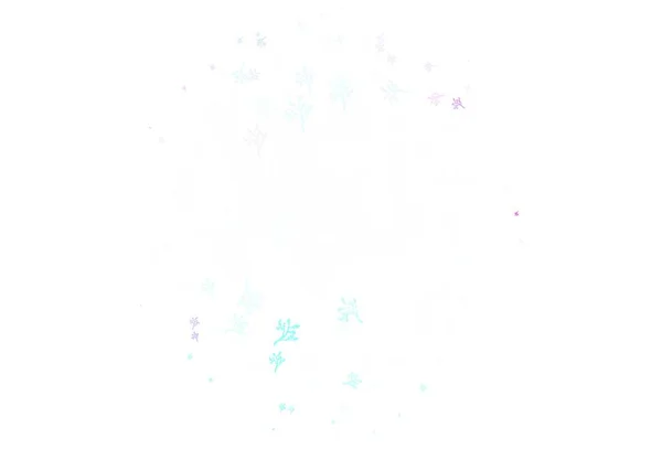 Світло Блакитний Зелений Вектор Природний Візерунок Гілками Скетчі Каракулі Білому — стоковий вектор