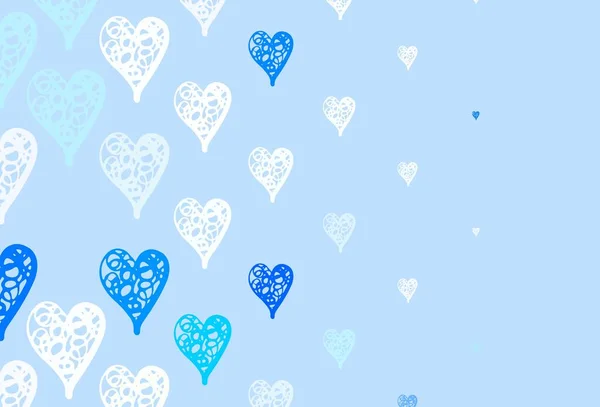 Ljus Blå Vektor Mönster Med Färgglada Hjärtan Glänsande Illustration Med — Stock vektor