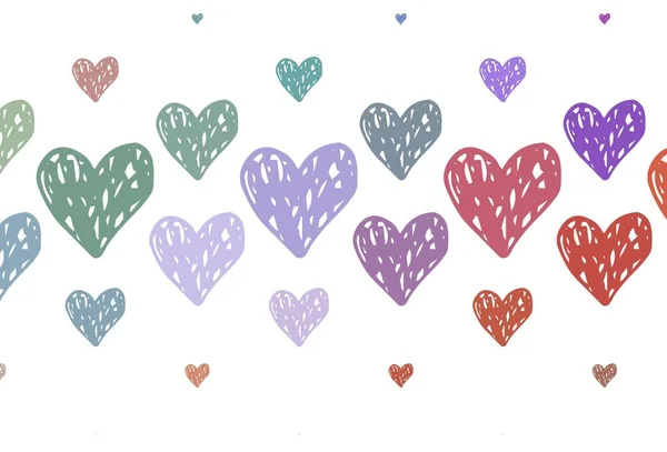 Light Multicolor Vector Background Shining Hearts Beautiful Celebration Style Hearts — Stock Vector