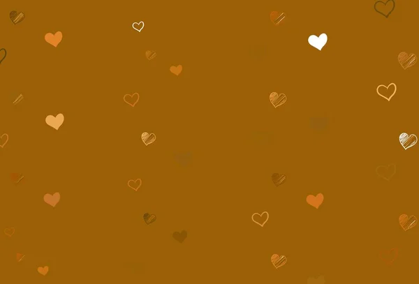 Jasnopomarańczowy Wektor Tło Lśniącymi Sercami Ilustracja Serca Koncepcji Miłości Walentynki — Wektor stockowy