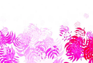 Açık pembe vektör arkaplanı yapraklarla karalıyor. Yapraklar ve karalamalar ile soyut çizimler. İş tasarımınız için yepyeni bir tarz.