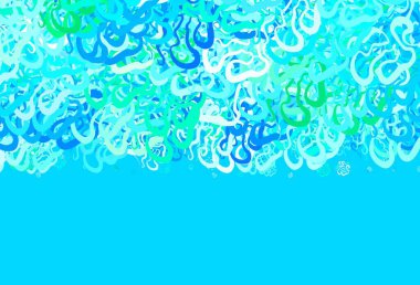 Açık mavi, kıvrımlı çizgileri olan yeşil vektör arkaplan. Basit bir şekilde parlak renkli bir illüstrasyon. Web siteniz için soyut tasarım.