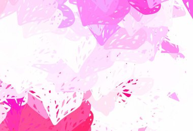 Renkli kalpleri olan açık pembe vektör deseni. Kalpli basit bir dekoratif tasarım. Sevgililer günü ilanı ve kitapçıkları için bir model..