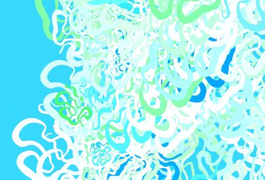 Açık mavi, kıvrımlı çizgileri olan yeşil vektör dokusu. Basit ve eğik renkte renkli bir tasvir. İş tasarımınız için şablon.