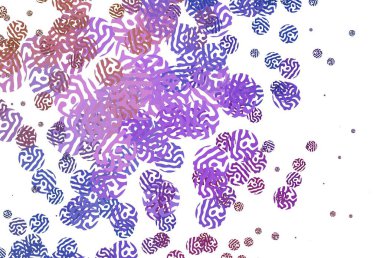 Açık mavi, soyut şekilli kırmızı vektör arkaplan. Modern tarzda değişen renkli kaotik formlar. Duvar kağıtları için zarif tasarım.