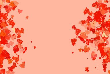 Açık Turuncu vektör dokusu ve güzel kalpler. Kalpli basit bir dekoratif tasarım. Sevgililer günü ilanı ve kitapçıkları için bir model..