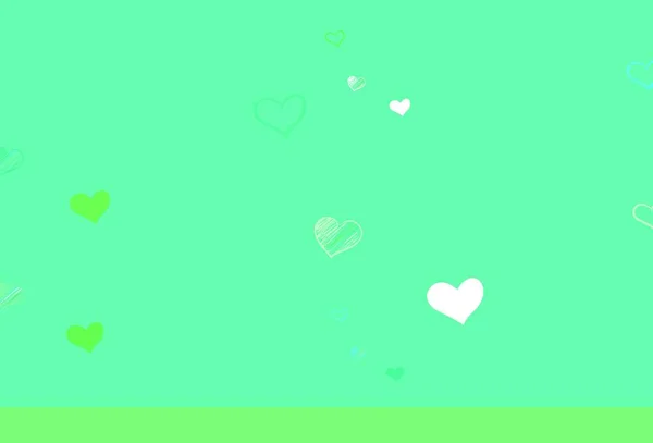 Светло Зеленая Векторная Текстура Прекрасными Сердцами Яркая Иллюстрация Сердцами Абстрактном — стоковый вектор
