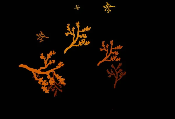 深橙色矢量涂鸦背景与Sakura 叶和枝在白色背景上有梯度 你的品牌书的精美图案 — 图库矢量图片