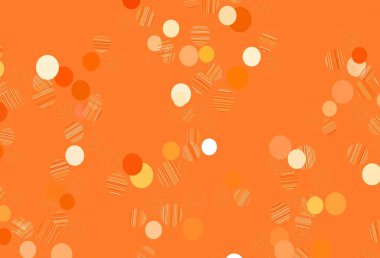 Dairesel şekilli hafif turuncu vektör düzeni. Renkli su damlaları olan modern soyut çizimler. Fütürist reklamlar ve kitapçıklar için şablon.