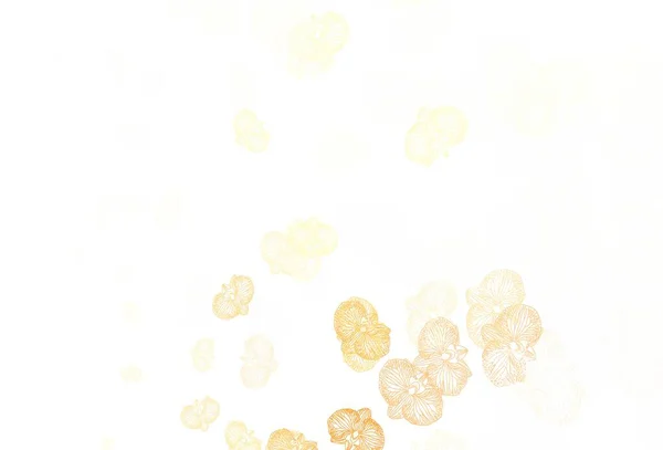 Ελαφρύ Πορτοκαλί Διάνυσμα Doodle Πρότυπο Λουλούδια Λουλούδια Κλίση Λευκό Φόντο — Διανυσματικό Αρχείο