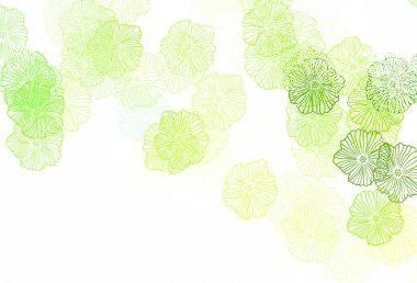 Açık yeşil, sarı vektör doğal yaprak işi. Çiçeklerle bulanık şekilli yaratıcı çizimler. Web ve broşürler için elle boyanmış tasarım.