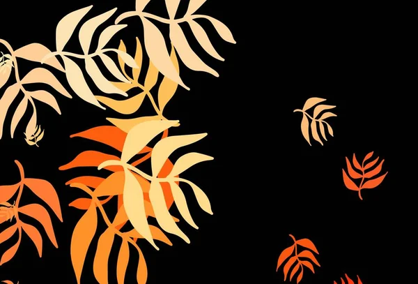 Modèle Élégant Vecteur Orange Foncé Avec Des Feuilles Illustration Colorée — Image vectorielle