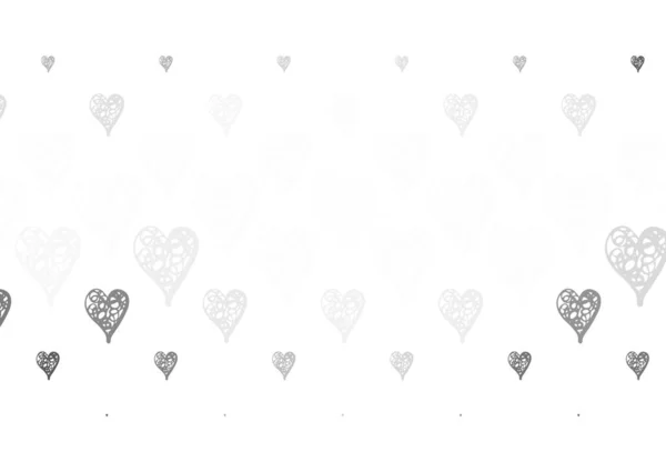 Светло Серый Векторный Фон Сердцами Яркая Иллюстрация Сердцами Абстрактном Шаблоне — стоковый вектор