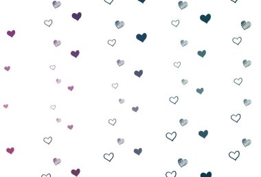 Açık mavi, parlak kalpli kırmızı vektör arkaplan. Kalpli, karalama tarzında bulanık dekoratif tasarım. Evlilik hediyeleri için örnek, tebrikler..