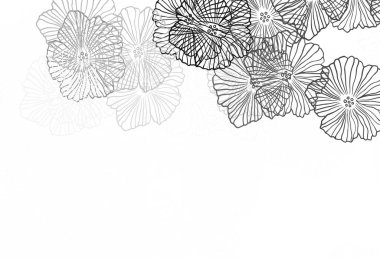 Açık gri vektörlü doğal arka plan yapraklı. Çiçekli yepyeni renkli bir illüstrasyon. Web siteniz için Doodle tasarımı.